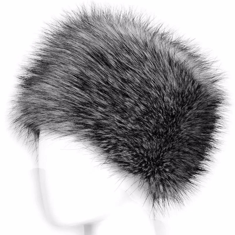 Winter Thick Furry Hairband Fluffy Russian Faux Fur Women Fur Headband Hat Winter Outdoor Earwarmer Ski Hats For Spring 241218