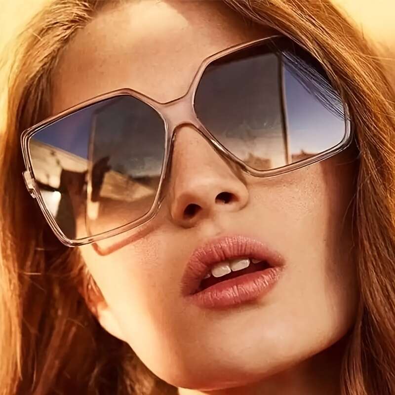 LALAVARA Oversize Square Frame Retro 90s Vintage Outdoor Driving Sunshade Decoration Glasses
