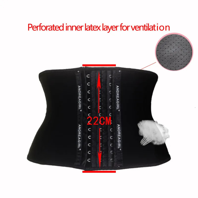 22cm Short 3 Layers Latex Waist Trainer Corset 9 Steel Bones Shapewear Body Shapers Women Corset Slimming Belt Waist Shaper 9052 241219