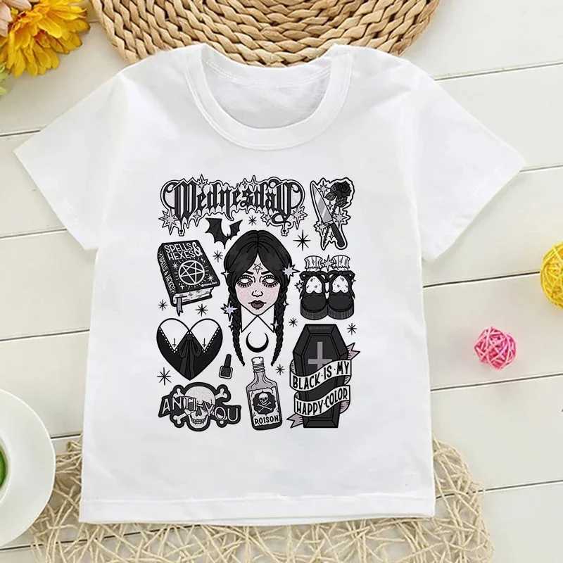 Tshirt Wednesday Addams Children T-Shirt I Hate People s Clothes Kid Girl Boy Nevermore Academy T Shirt Baby Casual TopXJ241219
