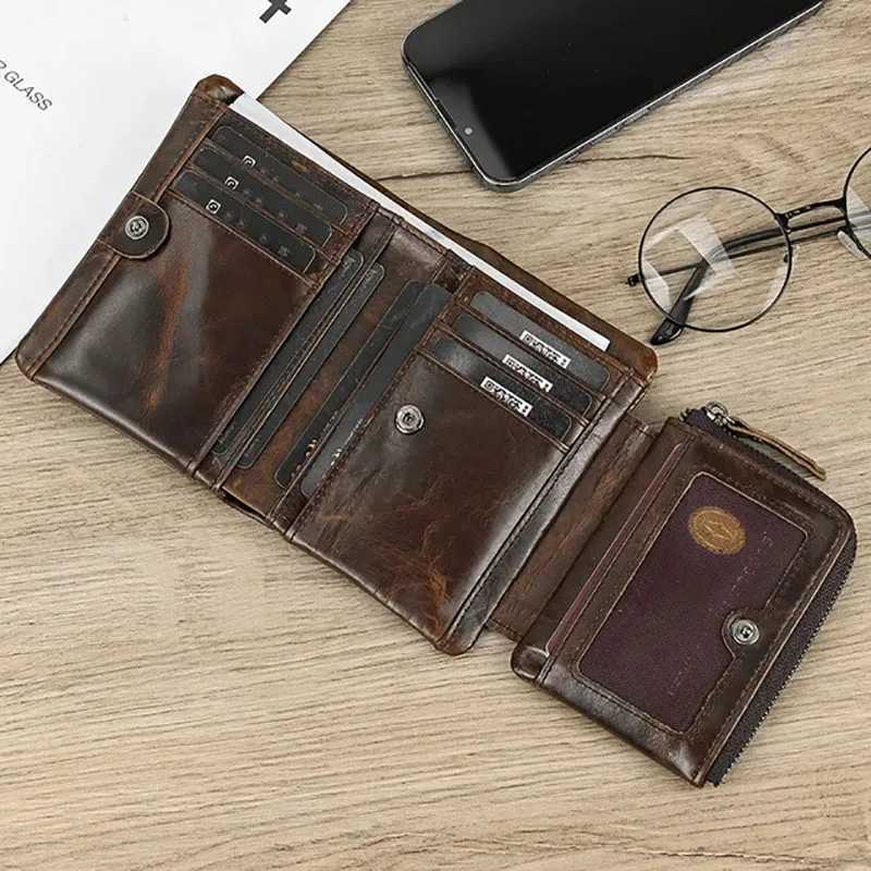Hot Sale Luufan leather mens short wallet Hass leather neutral zipper coin clutch wallet denim card holder 30% off mens wallet Z241219