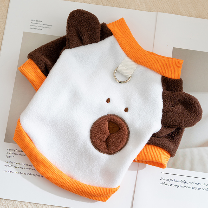 24 Autumn and winter new dog three-dimensional ears cartoon cashmere pet cat dog clothes warm pet clothing