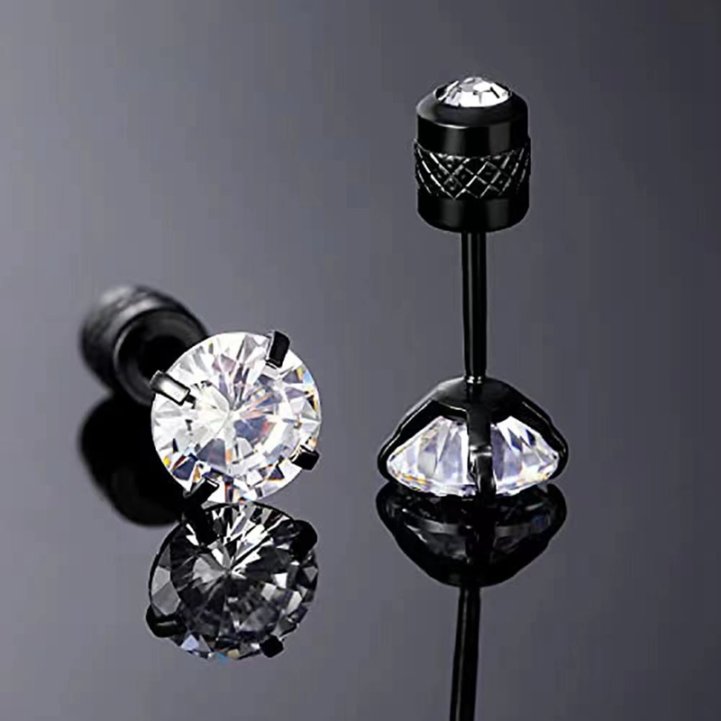 Unisex Durable Silver-Tone Cubic Zirconia Studs Securely Fastened by Screws Ideal Fit for Various Ear Positions