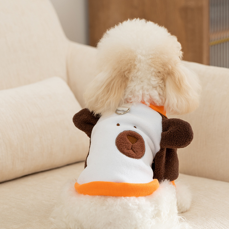 24 Autumn and winter new dog three-dimensional ears cartoon cashmere pet cat dog clothes warm pet clothing