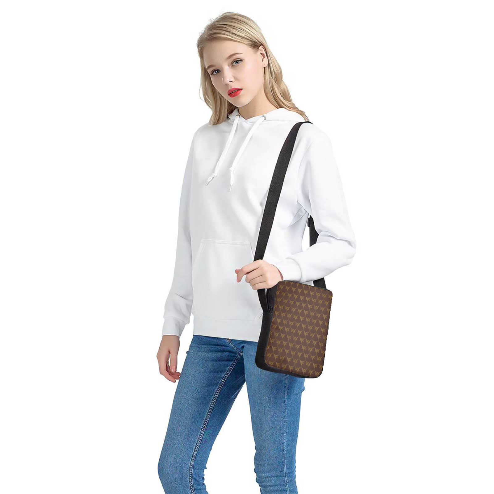 NXY Shoulder Bags Polyester Chain Shoulder Crossbody Square Bags For Women Letter Womens Designer Wide Strap Handbag Trend Female Armpit Bag