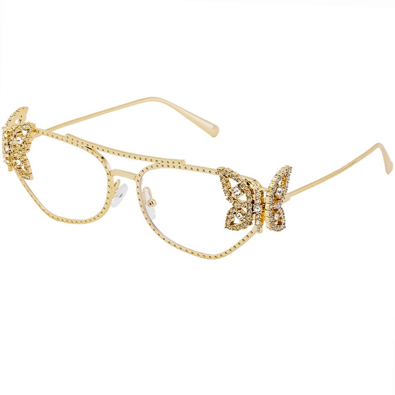 Sexy Sunglasses Cat Eye Butterfly Diamond Rhinestones Women Y2K Luxury Fashion Retro UV400 Vintage Brand Glasses Designer Metal Small Party for Weddin