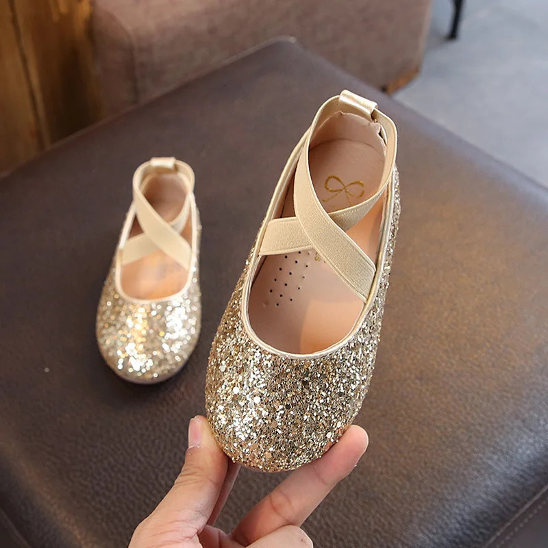 Girls Ballet Flats Dance Party Girls Shoes Fashion Crystal Shoes Bling Princess Performnce 5-12 Years Kids Shoes CSH1173 241219