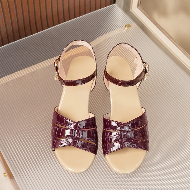 AIYUQI Genuine Leather Sandals Women Summer 2024 New Dress Women Sandals Fashion Roman Open-toed Sandals Women