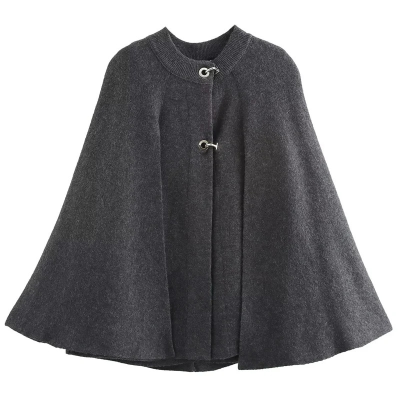 TRAF Knit Capes Women Winter Woman Ponchos Large Size Outerwear Solid Coats Cloak Elegant Womens Shawl Korean Style Ponchos 241218