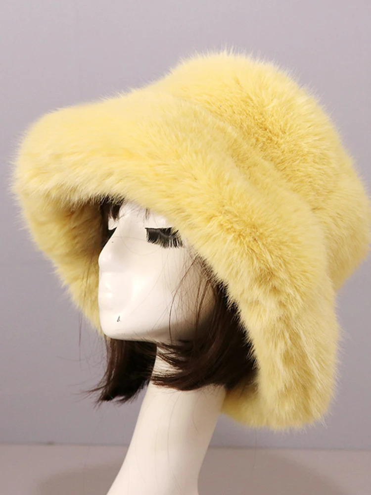 LANMREM Fur Hat Winter Warmth Hat Colorful Personalized Ear Protector Wide Brim Fisherman Hats Women Outdoor 2DB1274 241218