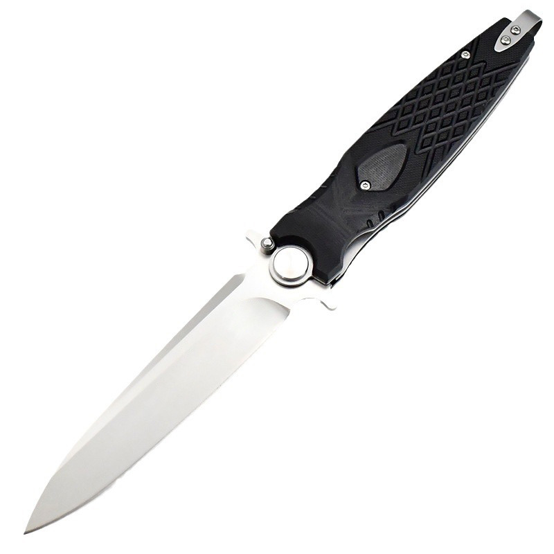 Top Quality Flipper Folding Knife D2 Titanium Coating Blade G10 with Steel Sheet Handle Outdoor Camping Survival Tactical Knives