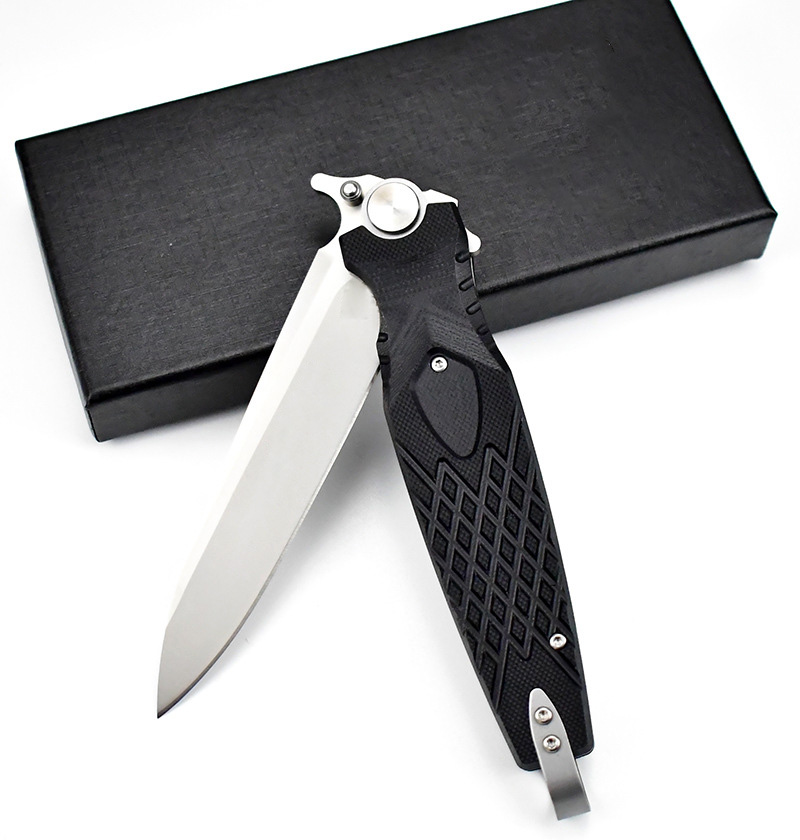 Top Quality Flipper Folding Knife D2 Titanium Coating Blade G10 with Steel Sheet Handle Outdoor Camping Survival Tactical Knives