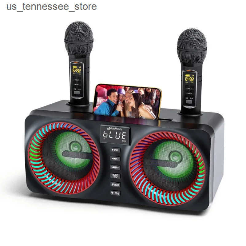 Portable Speakers Portable Karaoke Machine Karaoke with 15W Bluetooth Speaker 2 Wireless Karaoke Microphone Rechargeable Microphone Slot for Home