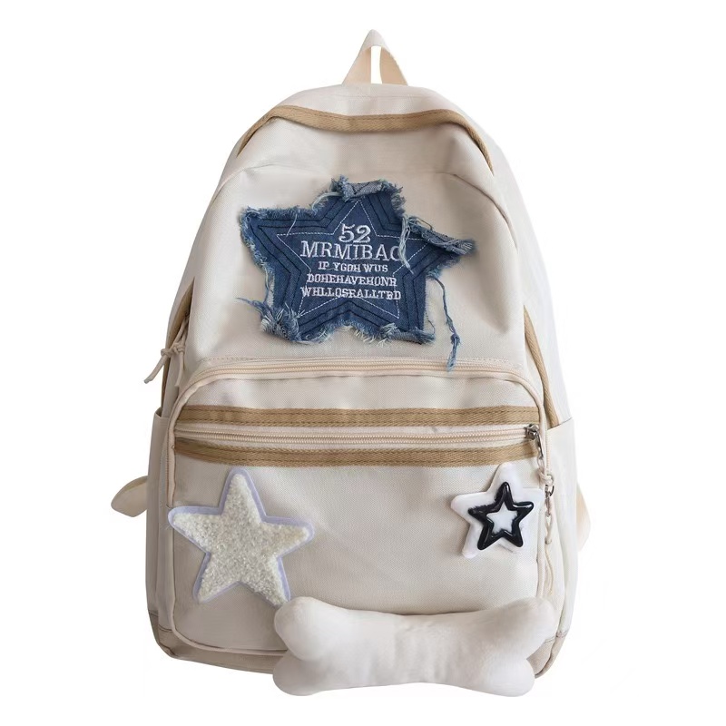 Womens Backpac Star Pattern Casual Travel Backpack Large Capacity Student Schoolbag Denim Shoulder Bag 240921