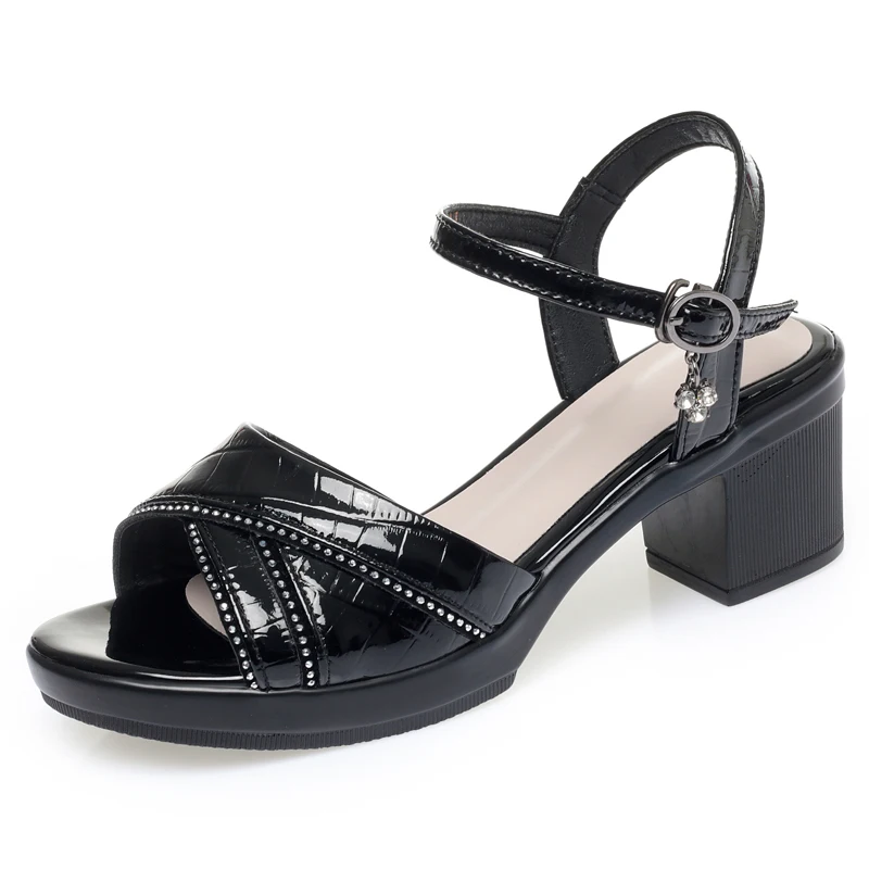 AIYUQI Women Summer Sandals Genuine Leather High-heel Sandals Women Large Size Fashion Sandals For Women