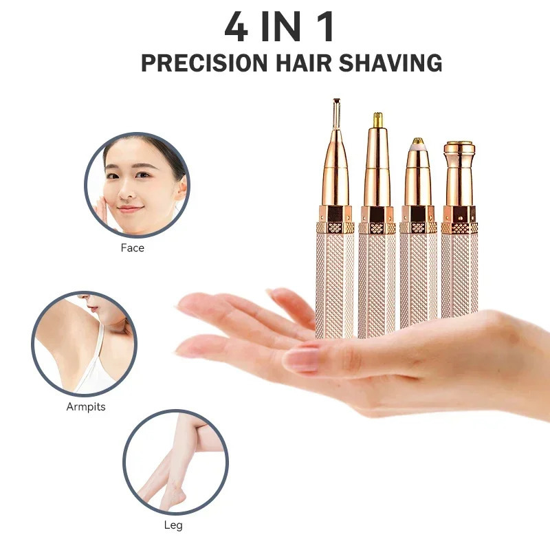 4-in-1 facial electric shaver suitable for women eyebrow trimmer body trimmer rechargeable painless eyebrow nose bikini hair trimmer 241218