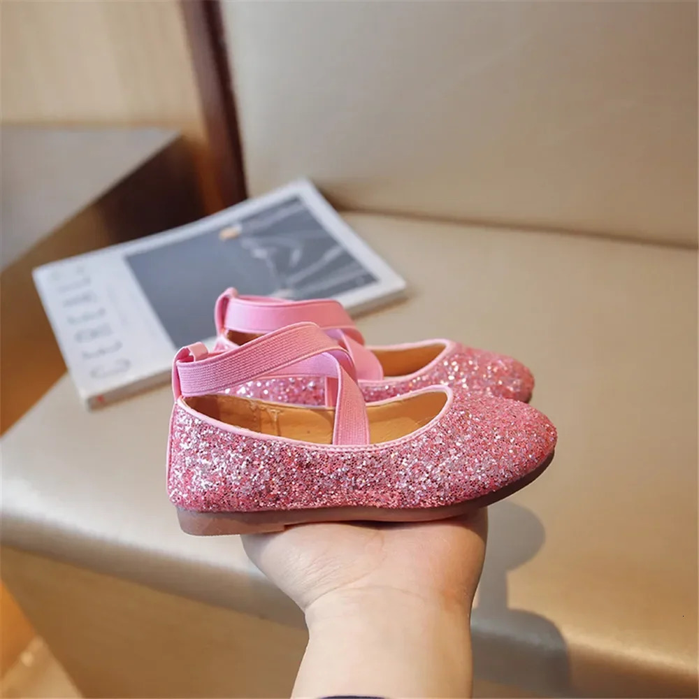 Spring Autumn Girl Shoes Korean Version Little Girl Princess Shoes Students Dance Shoes Crystal Fashion Bean Shoes 241219