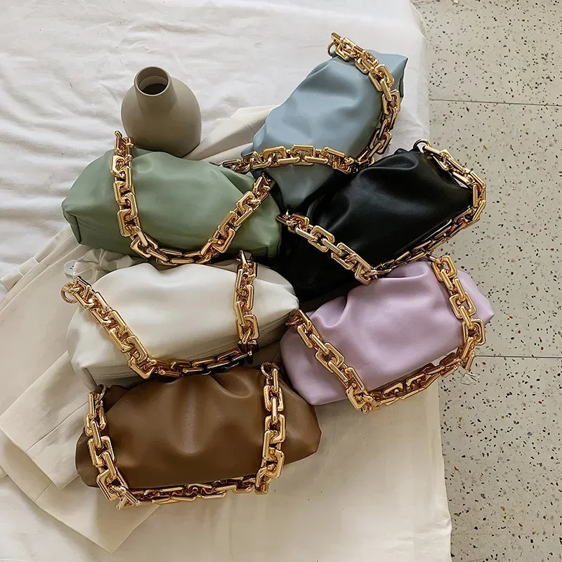Mini Bag Fashion PU Messenger Bag Womens Chain Shoulder Cloud Bag Evening Dress Bag Womens Handbag 241213