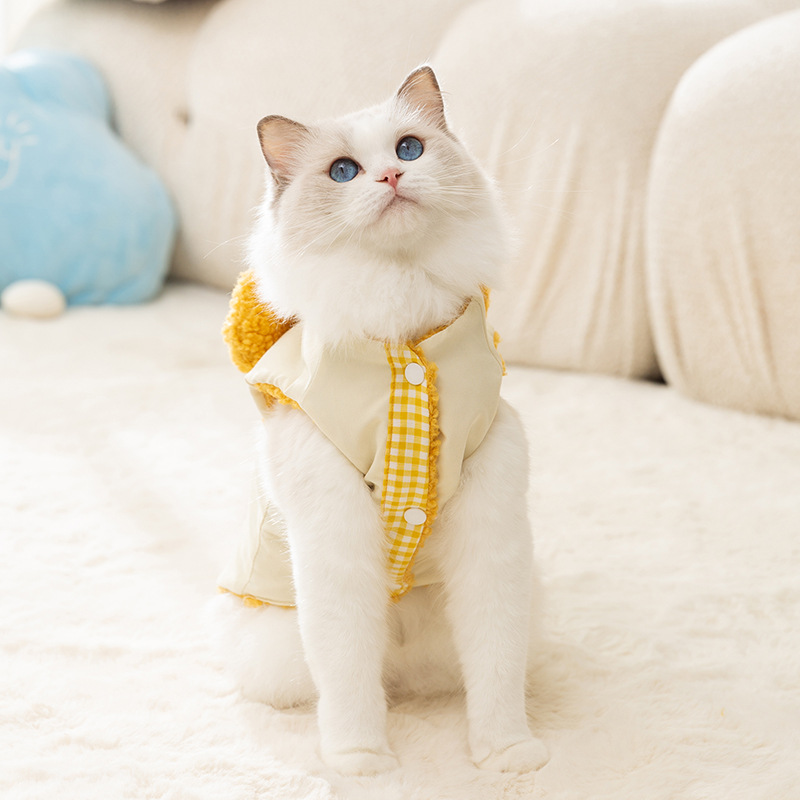 Dog Apparel Pet Autumn/Winter Single Breasted Cardigan Sweater Teddy Small Cat Contrast Designer Clothes