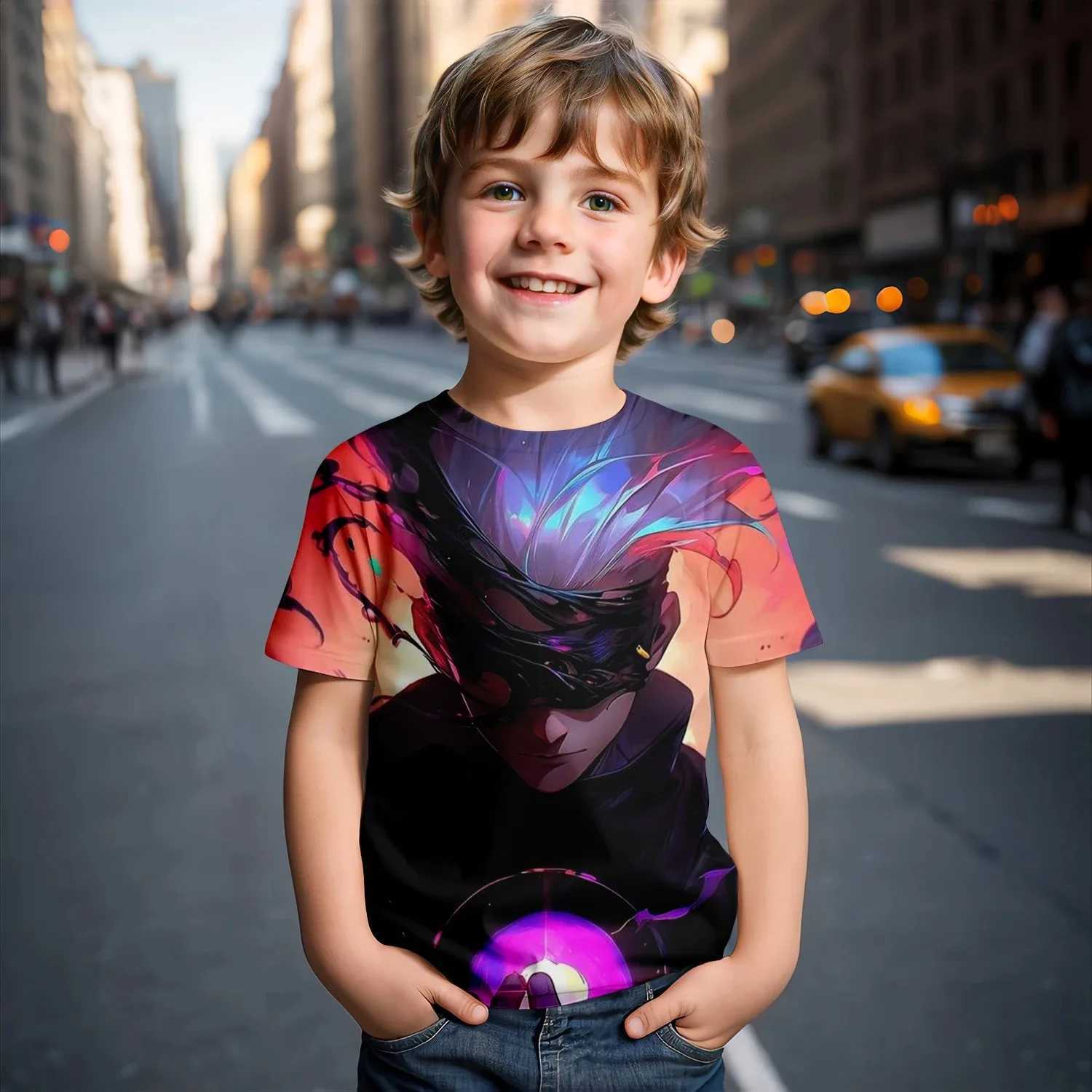 Jujutsu Kaisen Satoru Gojo T-Shirt Cute Figure Graphic T-shirts for Kids Fashion Funny Short Sleeves Tops Breathable and LightXJ241219