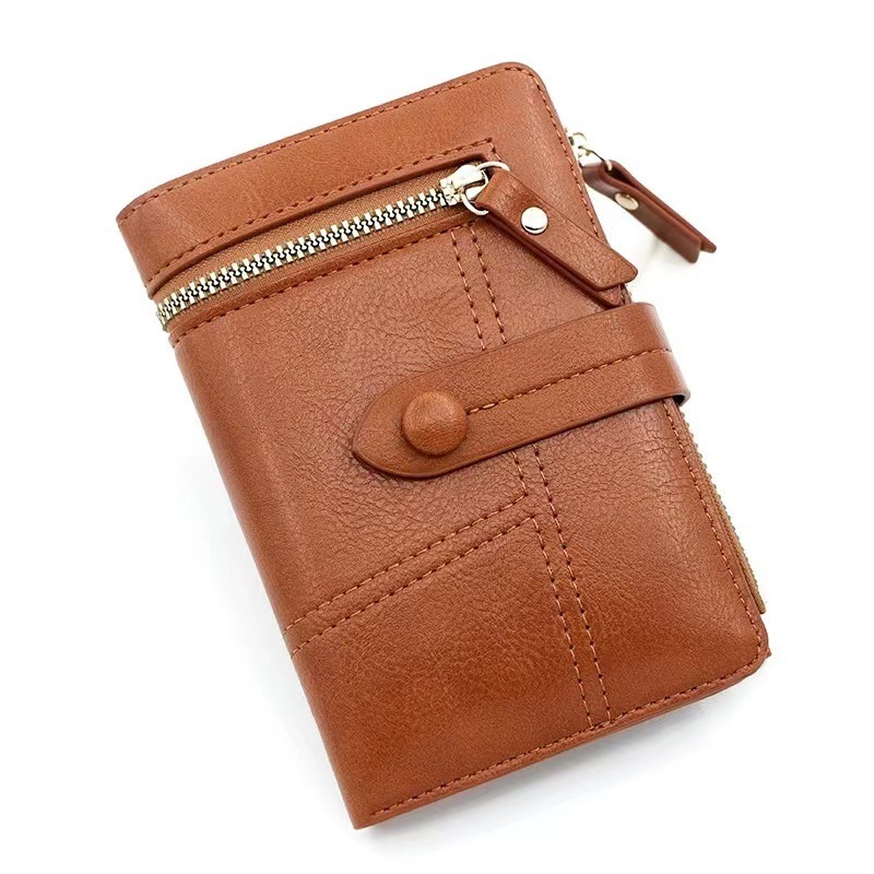 Free Shipping New Minimalist Short Women's PU Leather Zipper Wallet