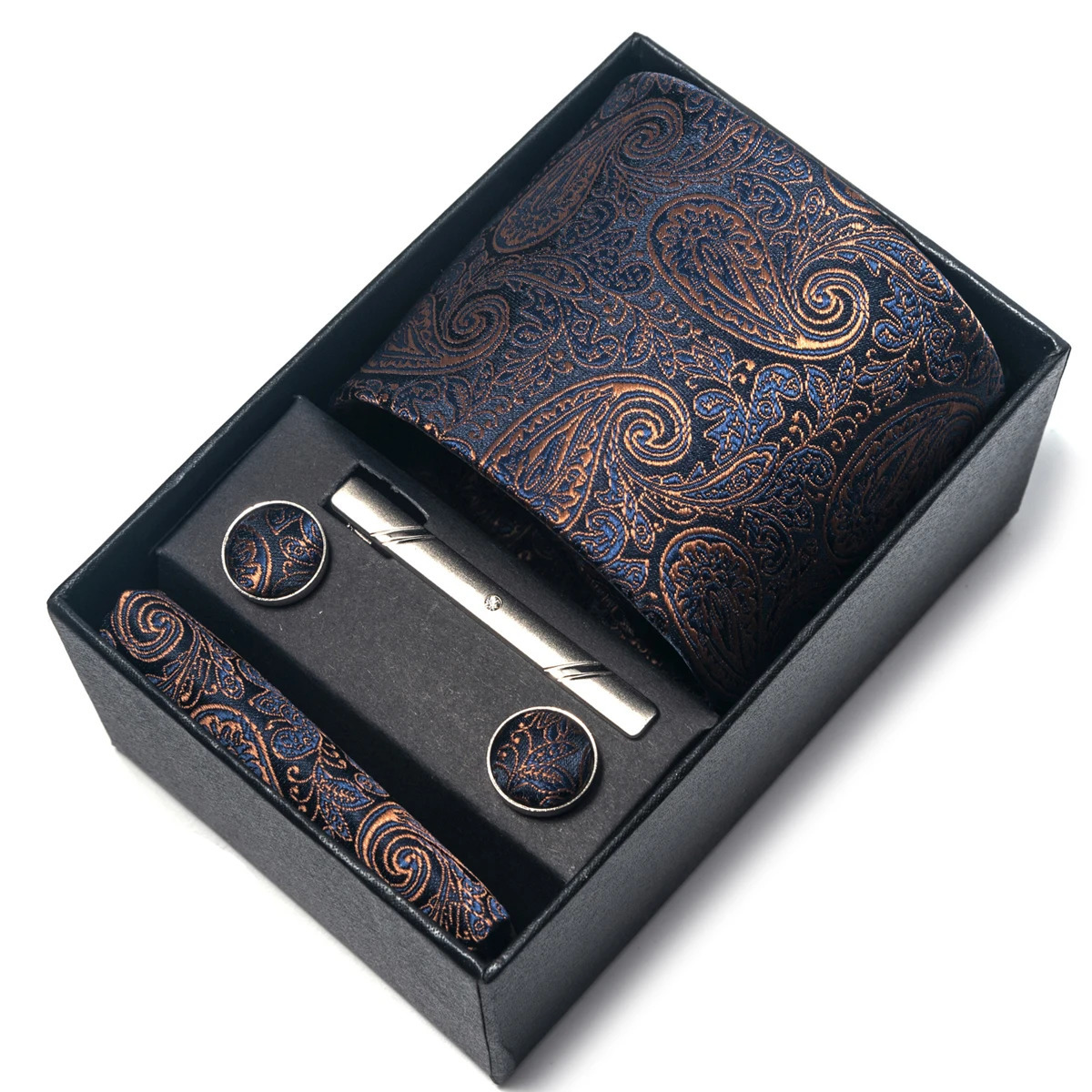 Silk Tie Men Wedding Gift Box Tie Pocket Squares Set Necktie Box Men White Suit Accessories Fit Wedding 241219