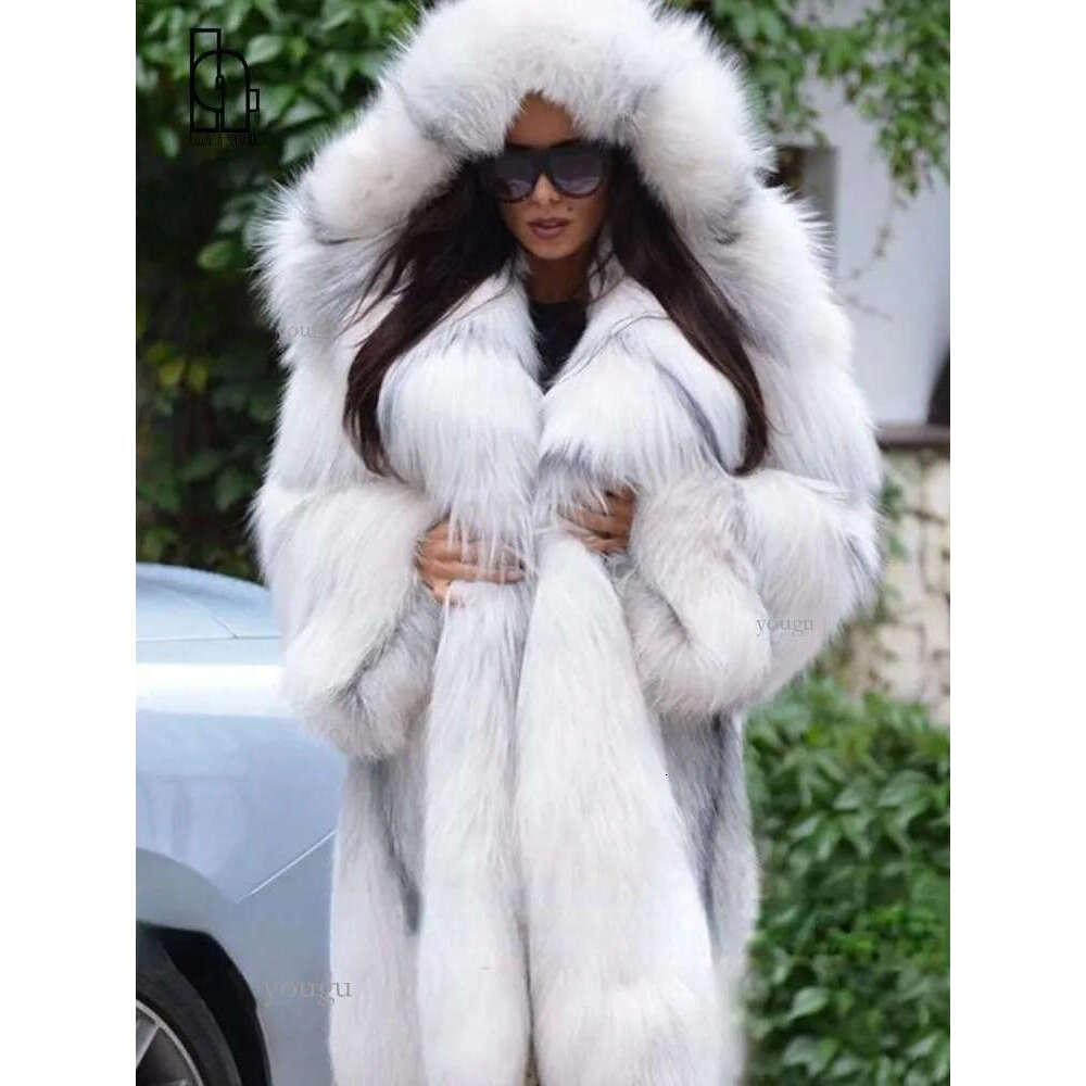 Women s Fur Faux Winter Fashion Hooded Coat women s mid length Loose Warm Jacket For Woman S XXXXL 230922