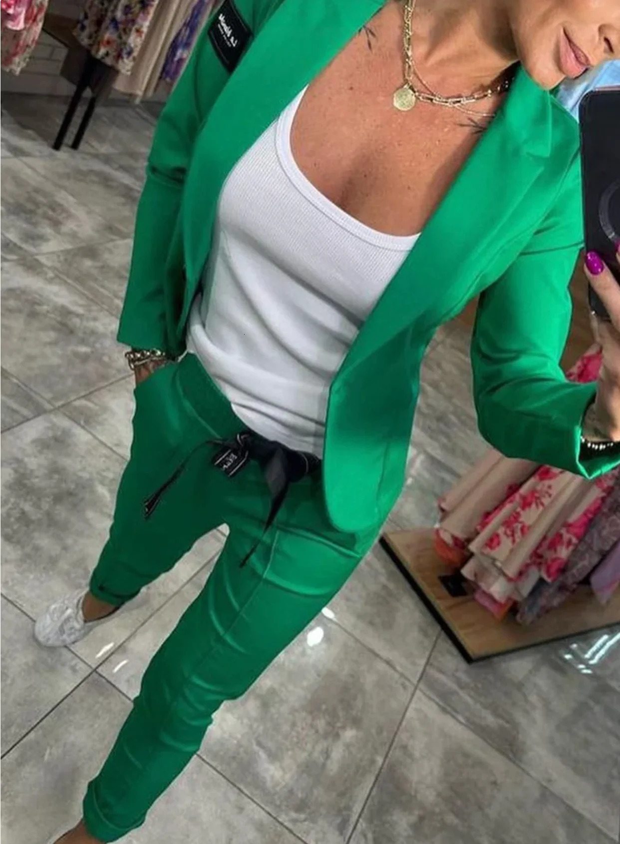Autumn And Winter Women Casual Solid Color Slim Fit Blazer Two-piece Fashion Button Cardigan Jacket Pencil Pants 2-piece Suit 241218