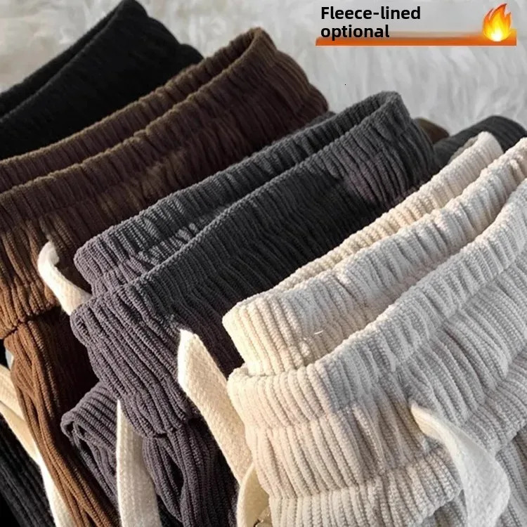 2024 Vintage Brown Corduroy Casual Pants Loose Fit Spring Autumn Straight-Leg Pants Trendy Sweatpants For Men 241218