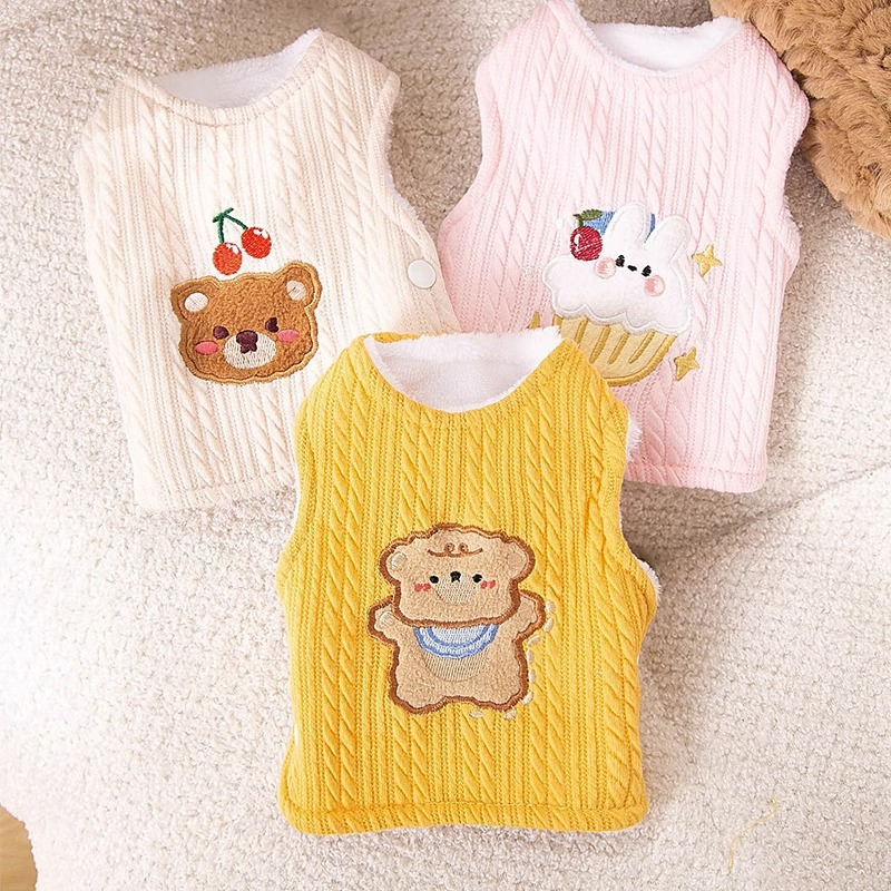 Autumn and winter dog thick warm vest, cat two legged teddy bear knitted double-layer vest, pet teddy dog clothes HS36