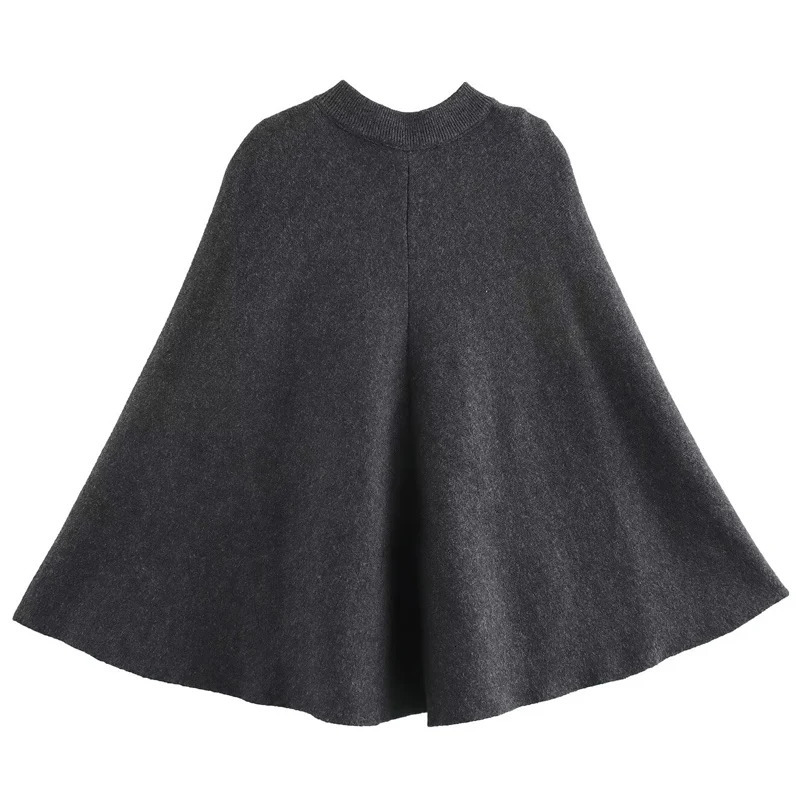 TRAF Knit Capes Women Winter Woman Ponchos Large Size Outerwear Solid Coats Cloak Elegant Womens Shawl Korean Style Ponchos 241218