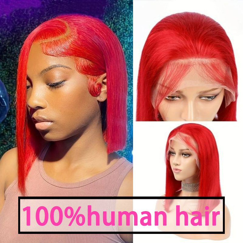 13*4 European American women's Human wig brown black with Straight Lace Front long and straight hair