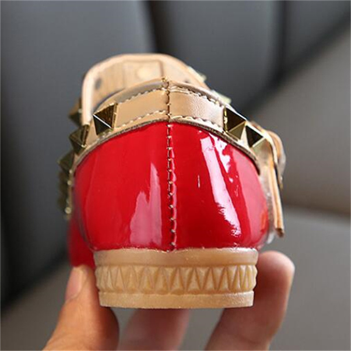 Girls shoes spring new fashion kids shoes princess rivet Square Toe Roman shoes childrens Flat shoes toddler baby patent leather dress shoe