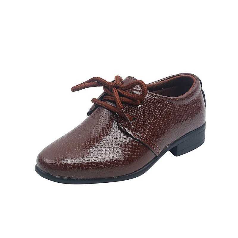 Childrens boys black leather shoes British style wedding low heel lace childrens fashion student performance shoes M241219