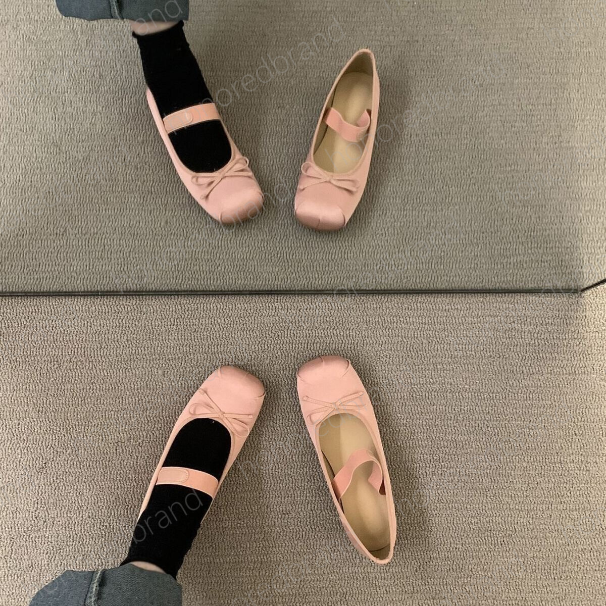 LUXURY Paris Ballet Fashion Designer Professional Dance Shoes Satin ballerinas Bowknot Shallow Mouth Single Shoe flat sandals for women ff