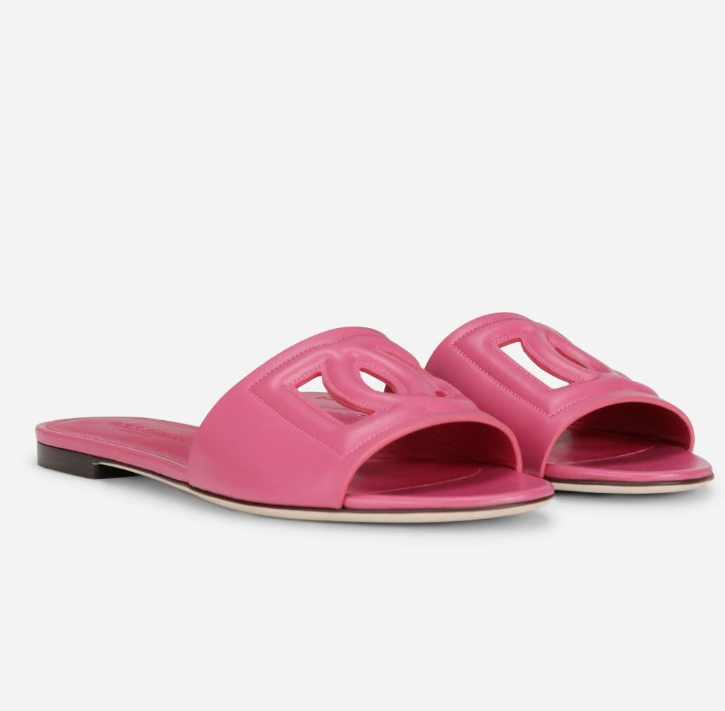 Wholesale Price -- Women Keira Sandals Flats Soft Rubber Beachwear Slide DG Rubber Sole with Embossed Logo Slip On Beach Slippers EU35-41