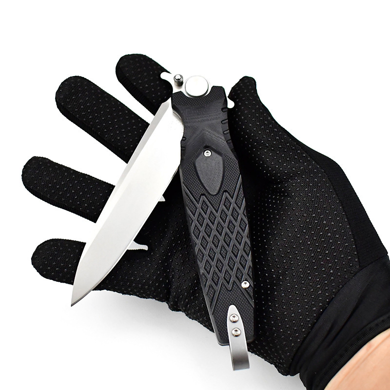Top Quality Flipper Folding Knife D2 Titanium Coating Blade G10 with Steel Sheet Handle Outdoor Camping Survival Tactical Knives