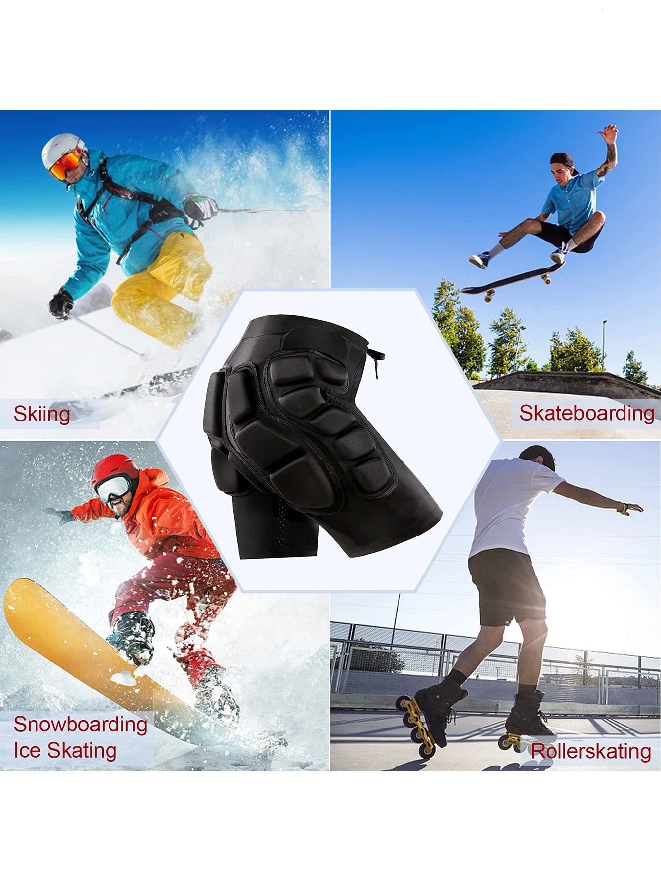 AVIVOR Snowboard Protection Padded Compression Shorts 3D Protection For Hip 0.8 Thick Ski Butt Pad 241219