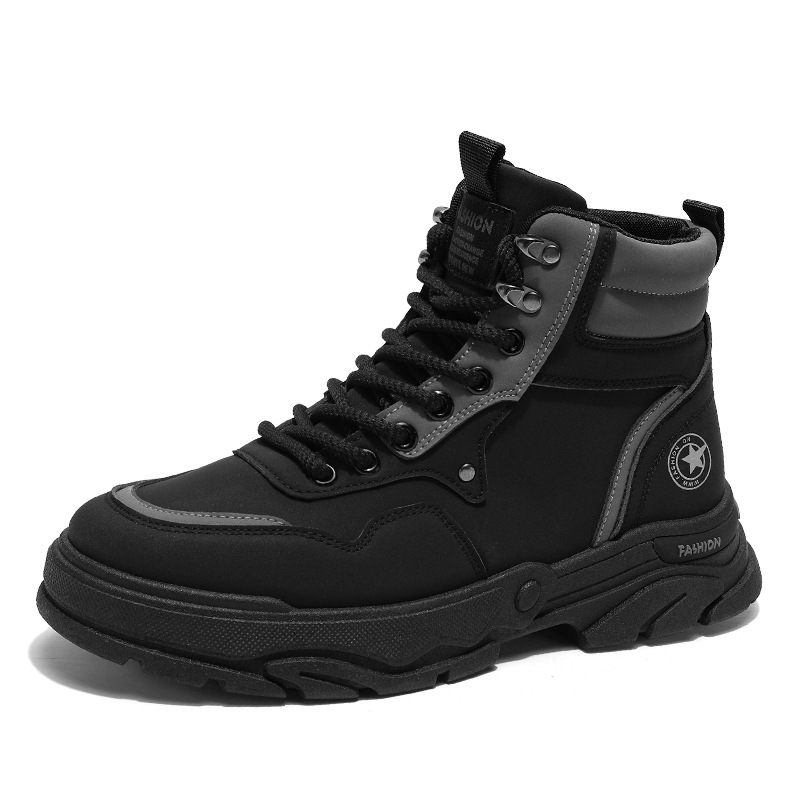 Men Boots New Fashion Trendy Designer Shoes High-top Anti-slip Casual Versatile Boots Triple Black Khaki Free shipping