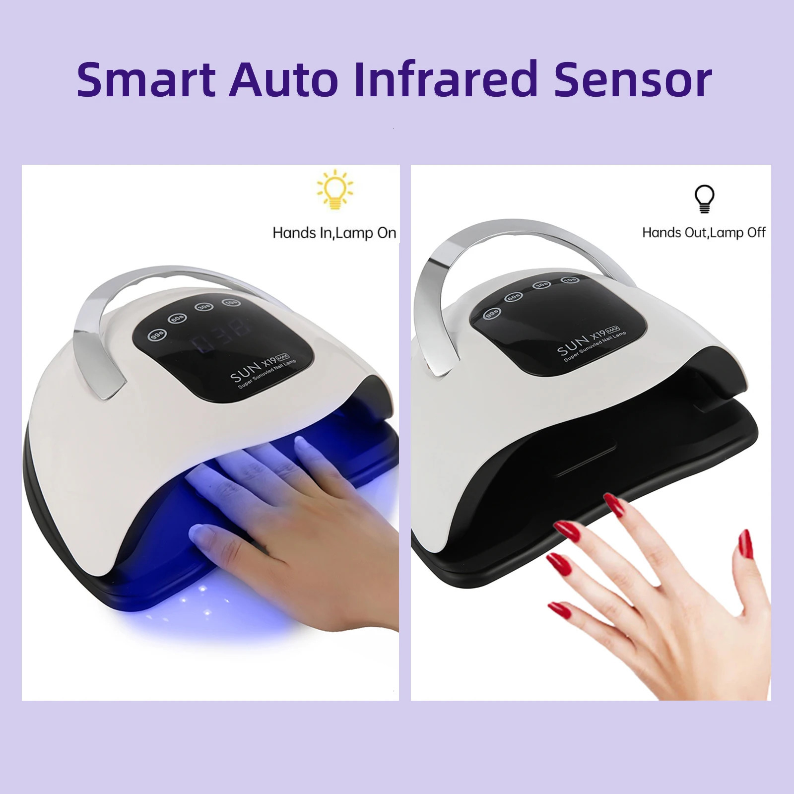 SUN X19 MAX Professional Nail Drying Lamp For Manicure 72 LEDS Gel Polish Drying Machine With Auto Sensor UV LED Nail Lamp 241219