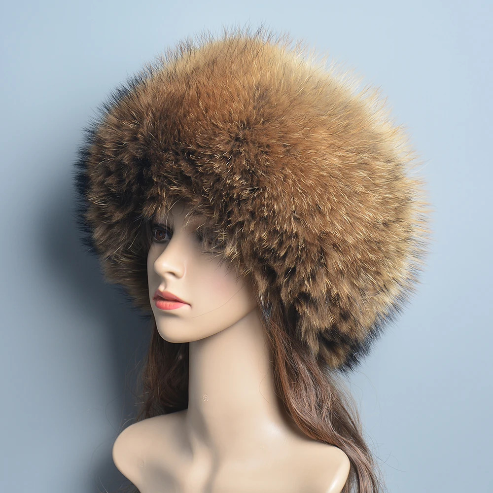 Fashion Real Fur Hats Winter Hats For Women Natural Fox Fur Beanies Real Fox Bomber Hat Fluffy Russian Female Round Cap 241218