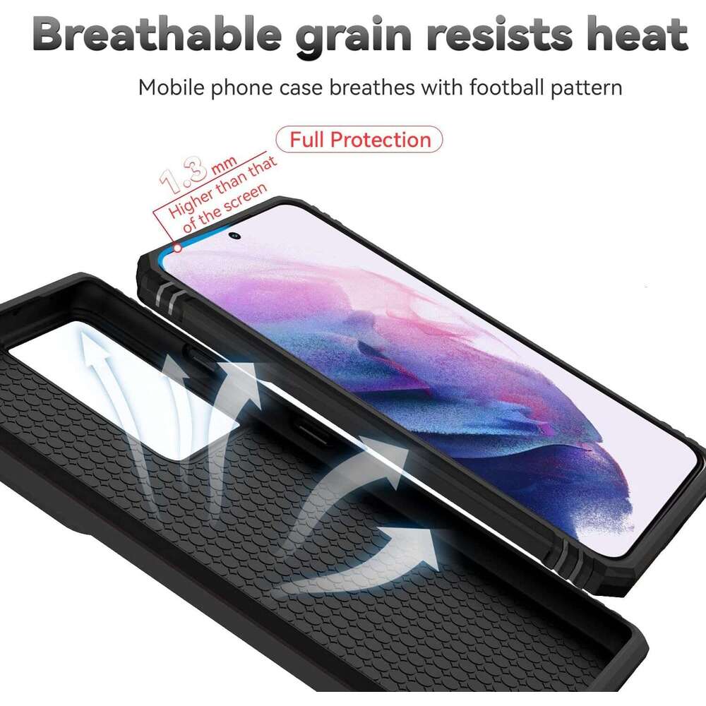5G with HD Screen Protector Slide Camera Cover Rotated Ring Kickstand, Military-Grade 2 in 1 Phone Case for Galaxy S21 Ultra