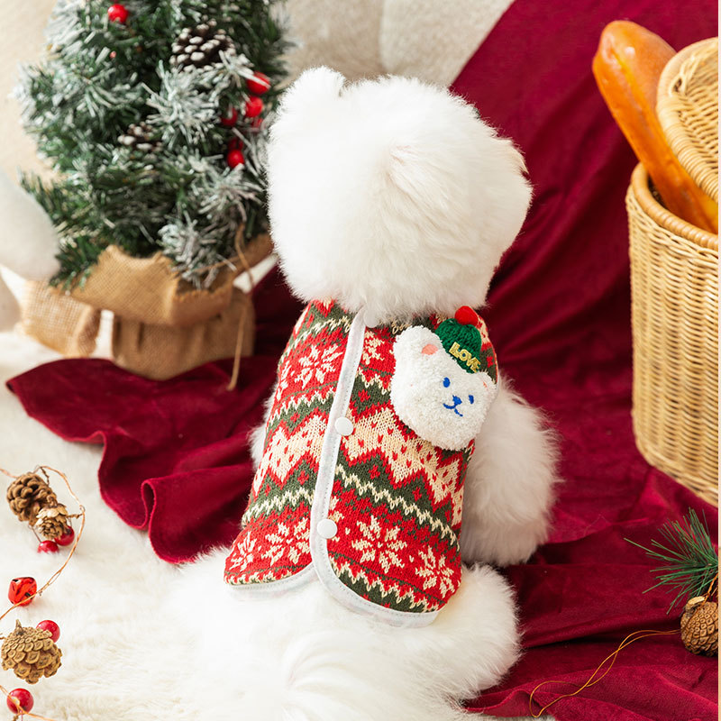 Chinese New Year Celebration Dog Clothes 3D Christmas Knitted Sweater Teddy Small Dog Cat Pet Sweater HS40