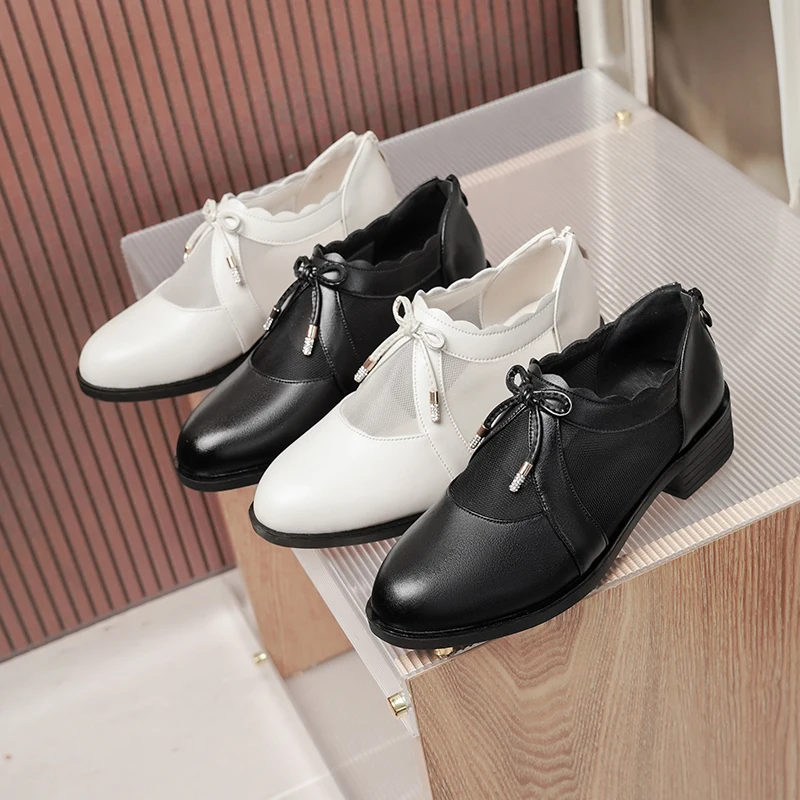 AIYUQI Women's Mesh Shoes Spring Genuine Leather Non-slip Women's Shoes Large Size Fashion Mesh Dress Shoes Women