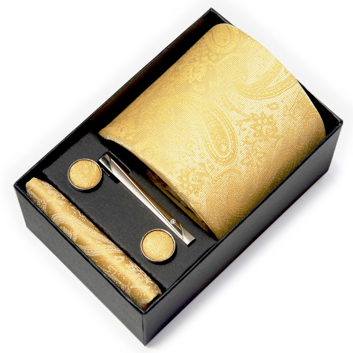 Silk Tie Men Wedding Gift Box Tie Pocket Squares Set Necktie Box Men White Suit Accessories Fit Wedding 241219