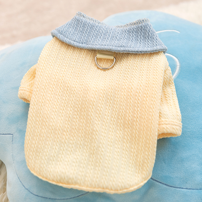 Autumn and winter cat clothes color blocked base shirt, spring and autumn thin cardigan, cat pet dog clothes HS39