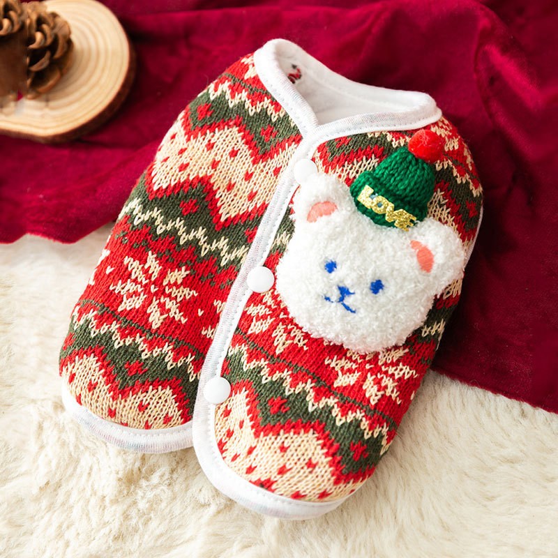 Chinese New Year Celebration Dog Clothes 3D Christmas Knitted Sweater Teddy Small Dog Cat Pet Sweater HS40