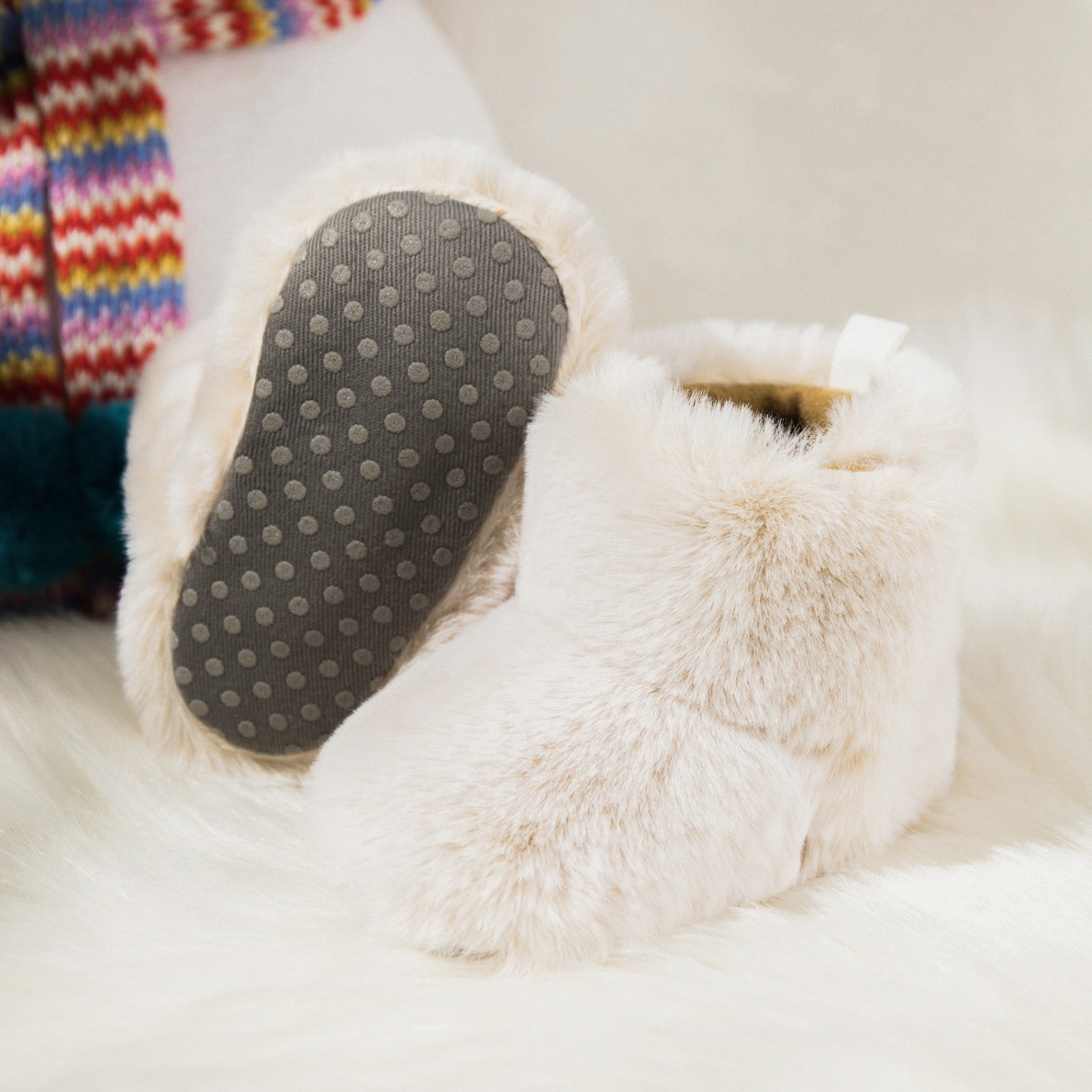 Baby Booties Newborn Infant Boy Girl Non-Slip Soft Sole Crib Shoes Kidsnest Toddler Plush Fluff Winter Warm Prewalker Boots