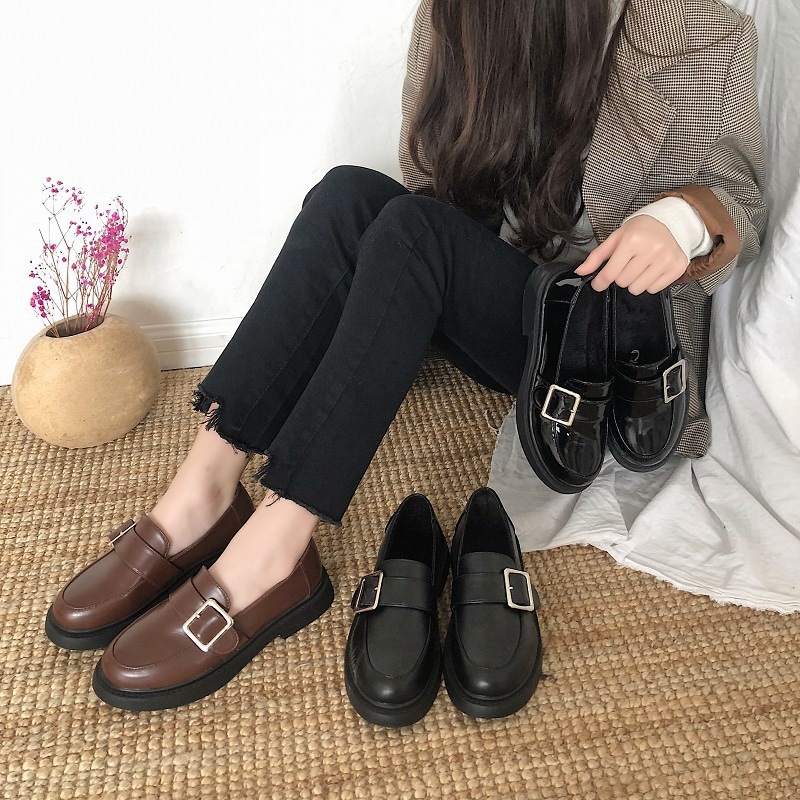 Ddmywed Korean Version Of New Autumn And Winter Plush Ins Small Leather Shoes For Women, Chic, British Style, Student Shallow Cut Chinese Brand Shoes 