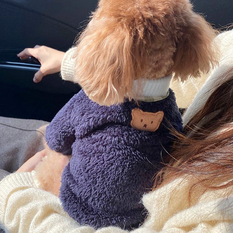 Dog Apparel Pet Autumn/Winter Breasted Cardigan Sweater INS Teddy Small Cat Contrast Designer Clothes